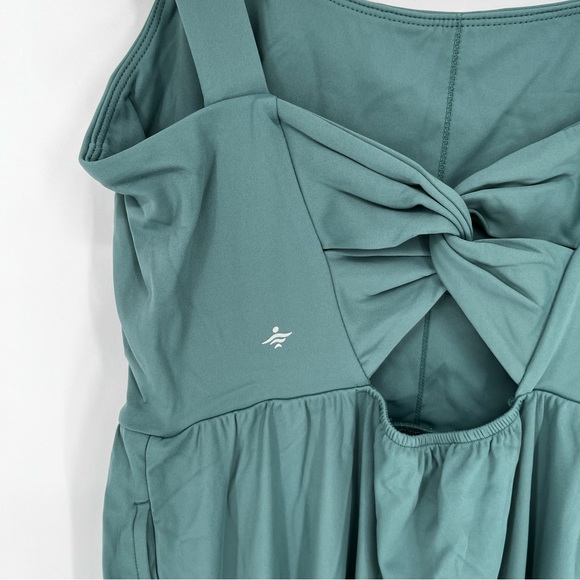 Halara SoftlyZero Airy Padded Midi Dress Blue Spruce Teal Green  - Size S - Picture 11 of 13